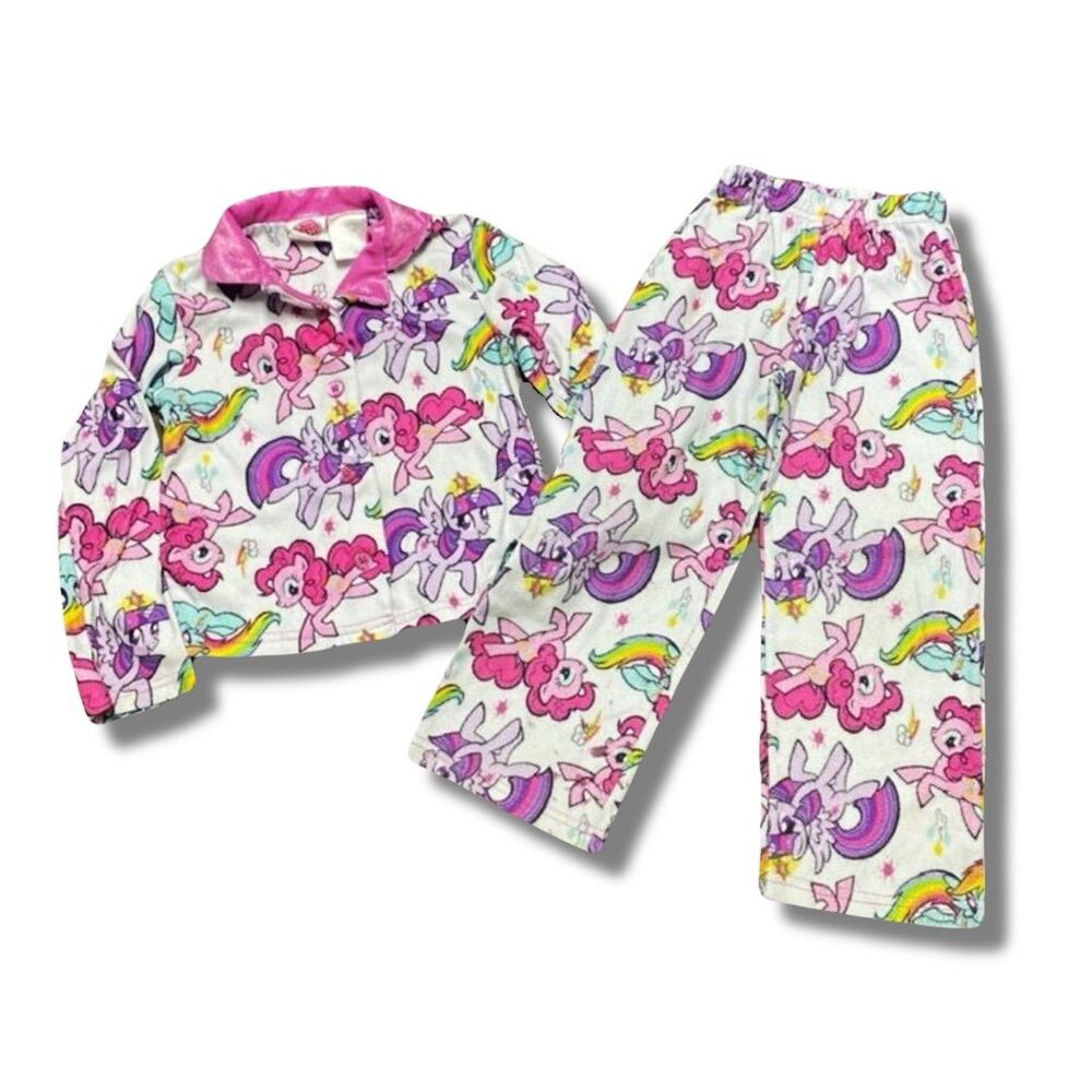 🌟 My Little Pony Girls Pajama Set Rainbow Dash & Pinkie Pie Size 6/7 🌟 - Picture 1 of 7